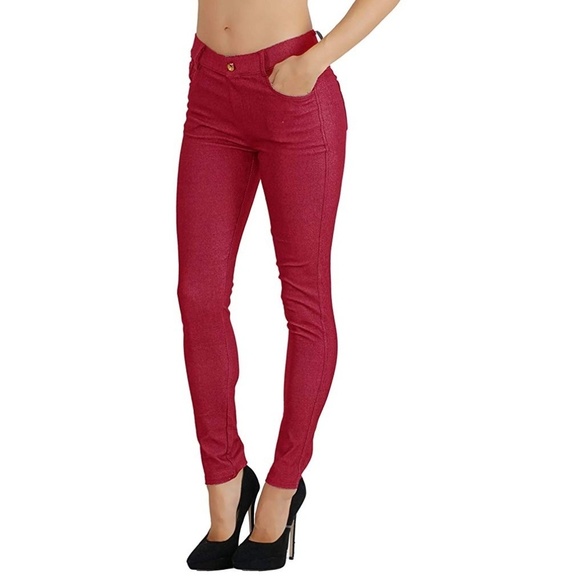 Pants - Jean Look Cotton Blend Jeggings Tights Slimming Fu